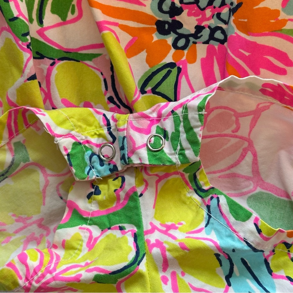 Lilly Pulitzer Bright Pink Floral Nosey Posey Romper Size 18 Months - Picture 10 of 11